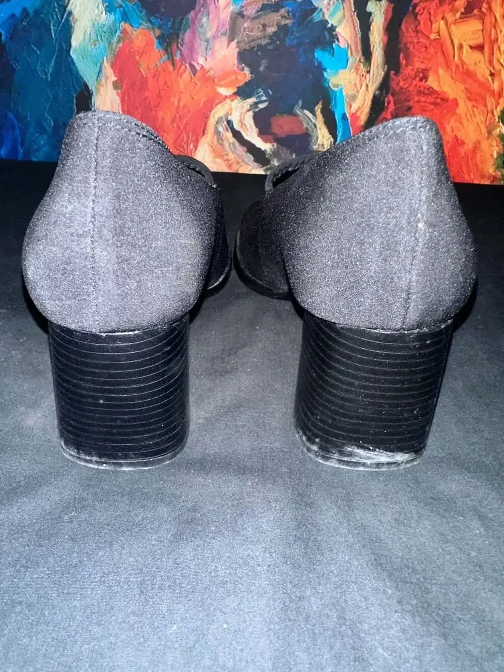 No.63 Enzo Angiolini Black Suede Block Heel Slip-On Pumps Size 6.5M